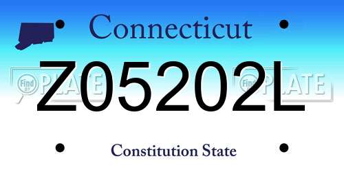 Z05202L Connecticut License Plate
