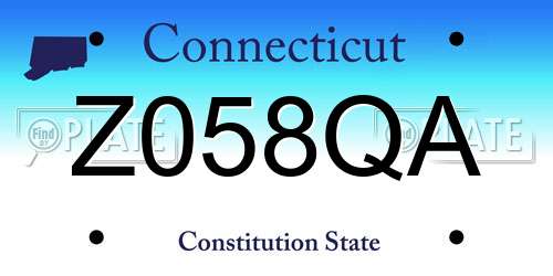 Z058QA Connecticut License Plate