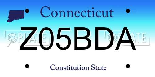 Z05BDA Connecticut License Plate
