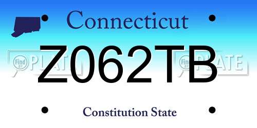 Z062TB Connecticut License Plate
