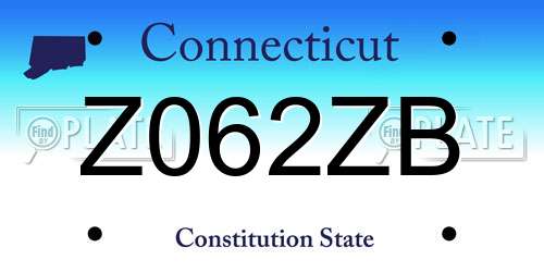 Z062ZB Connecticut License Plate