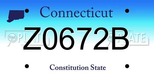 Z0672B Connecticut License Plate