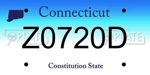 Z0720D Connecticut License Plate