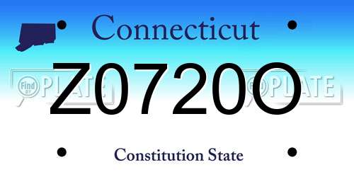Z0720O Connecticut License Plate