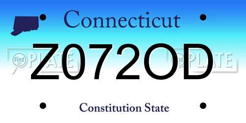 Z072OD Connecticut License Plate
