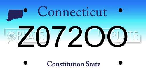Z072OO Connecticut License Plate