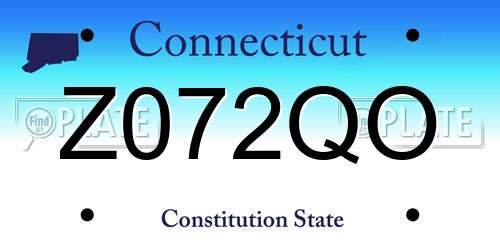 Z072QO Connecticut License Plate