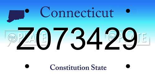Z073429 Connecticut License Plate