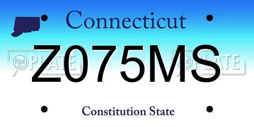 Z075MS Connecticut License Plate