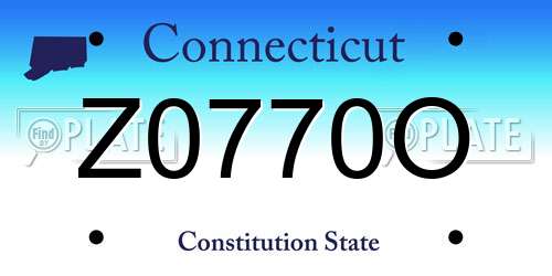 Z0770O Connecticut License Plate
