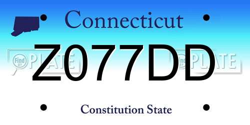 Z077DD Connecticut License Plate