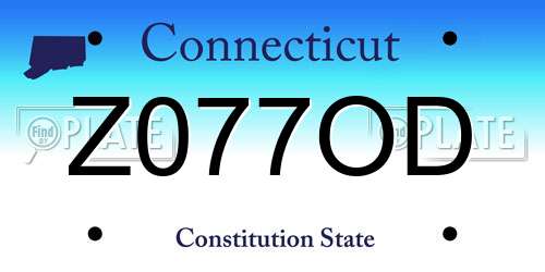 Z077OD Connecticut License Plate