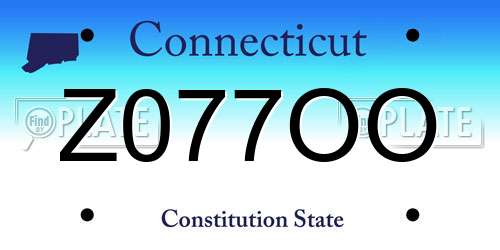 Z077OO Connecticut License Plate