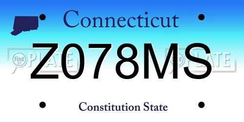 Z078MS Connecticut License Plate