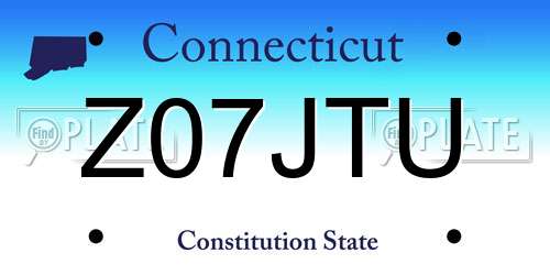 Z07JTU Connecticut License Plate