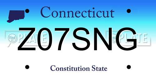 Z07SNG Connecticut License Plate