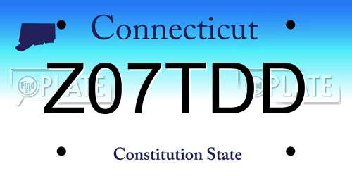 Z07TDD Connecticut License Plate