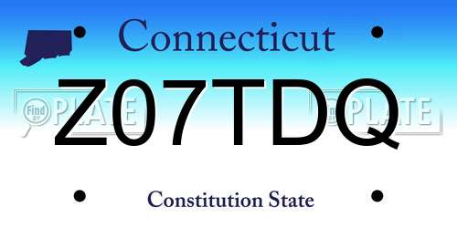 Z07TDQ Connecticut License Plate