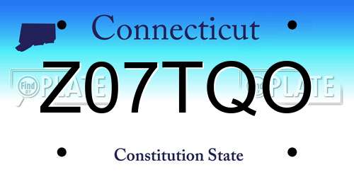 Z07TQO Connecticut License Plate