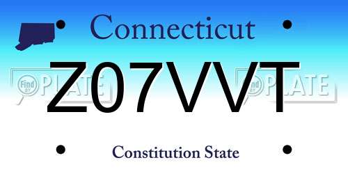 Z07VVT Connecticut License Plate