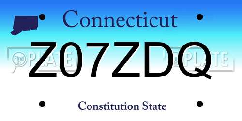 Z07ZDQ Connecticut License Plate