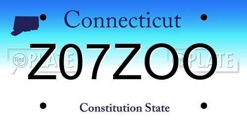 Z07ZOO Connecticut License Plate