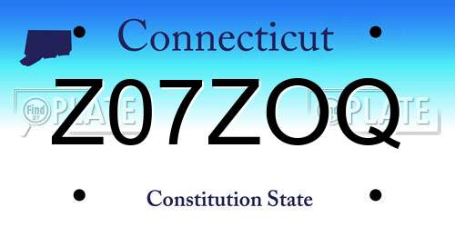 Z07ZOQ Connecticut License Plate