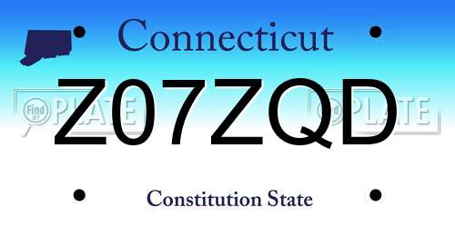 Z07ZQD Connecticut License Plate