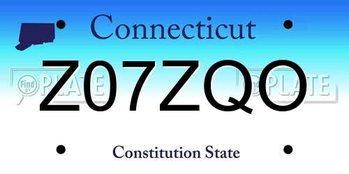 Z07ZQO Connecticut License Plate