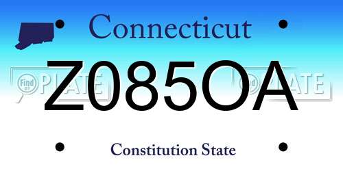 Z085OA Connecticut License Plate
