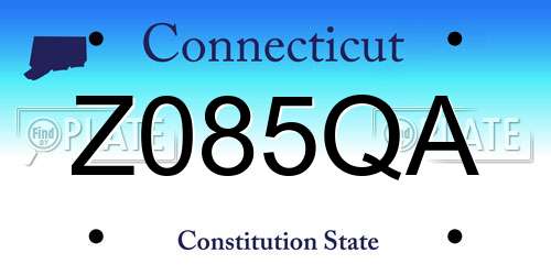 Z085QA Connecticut License Plate