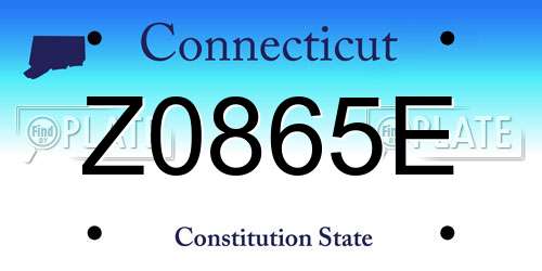 Z0865E Connecticut License Plate