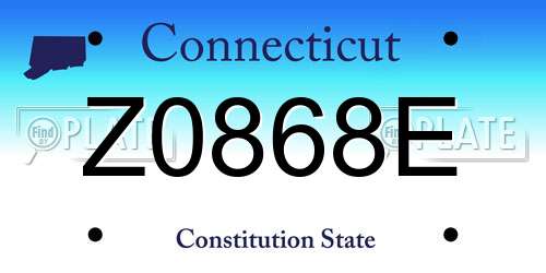 Z0868E Connecticut License Plate