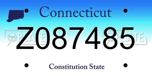 Z087485 Connecticut License Plate