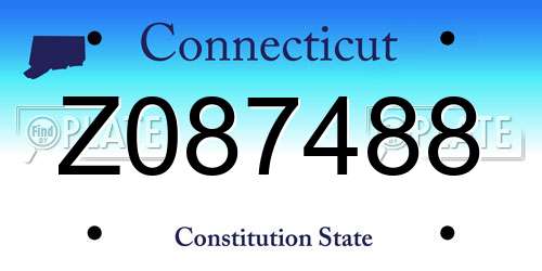 Z087488 Connecticut License Plate