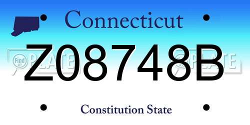 Z08748B Connecticut License Plate