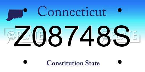Z08748S Connecticut License Plate