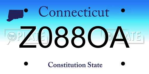 Z088OA Connecticut License Plate