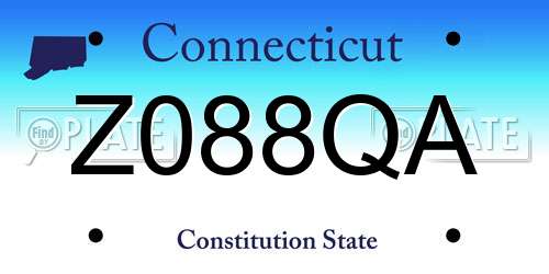 Z088QA Connecticut License Plate