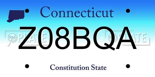 Z08BQA Connecticut License Plate
