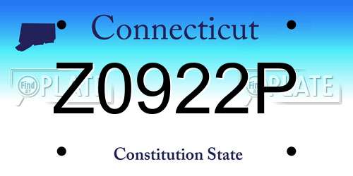 Z0922P Connecticut License Plate