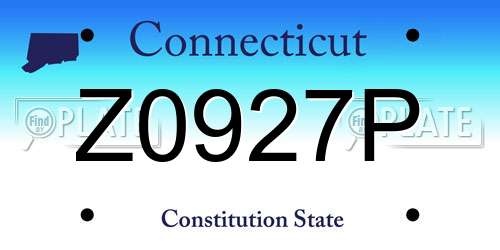 Z0927P Connecticut License Plate