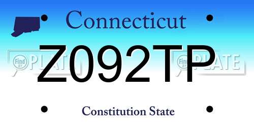 Z092TP Connecticut License Plate
