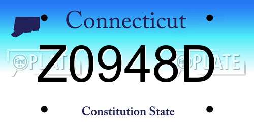 Z0948D Connecticut License Plate