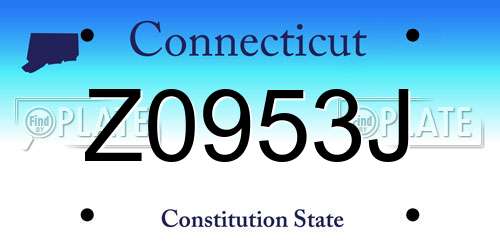 Z0953J Connecticut License Plate