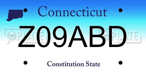 Z09ABD Connecticut License Plate