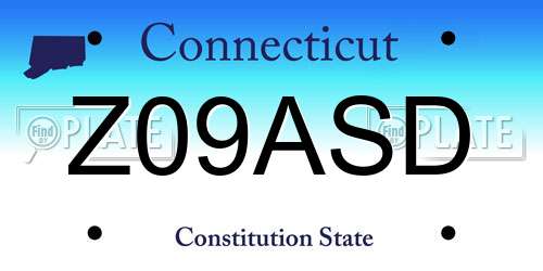 Z09ASD Connecticut License Plate