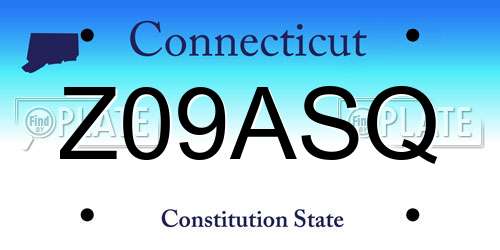 Z09ASQ Connecticut License Plate