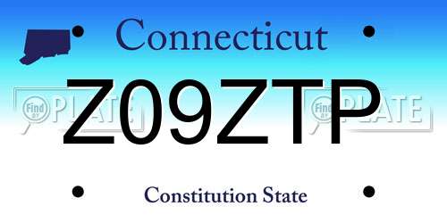 Z09ZTP Connecticut License Plate