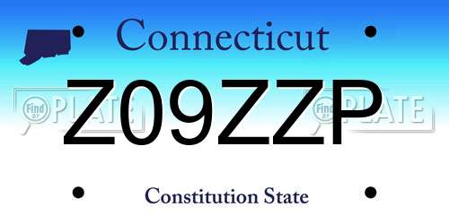 Z09ZZP Connecticut License Plate
